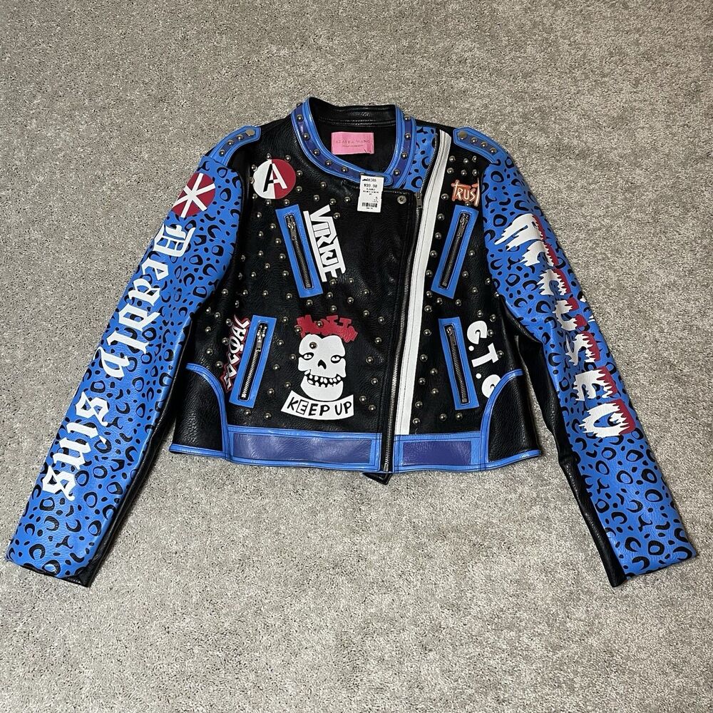 Azalea Wang Stud Moto Jacket In A Blue World Women’s Size XL - NWT